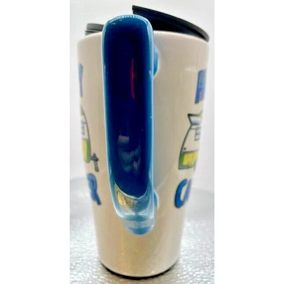 Ceramic Happy Camper 16oz Travel Mug, Coffee Or Tea Cup with Lid - Picture 2 of 10